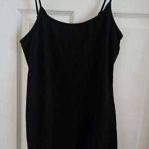 Divided Black Adjustable Spaghetti Strap Tank Top